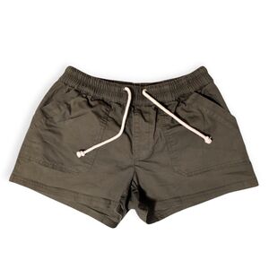 Pact Women's Organic Cotton Olive Green Drawstring Twill Shorts